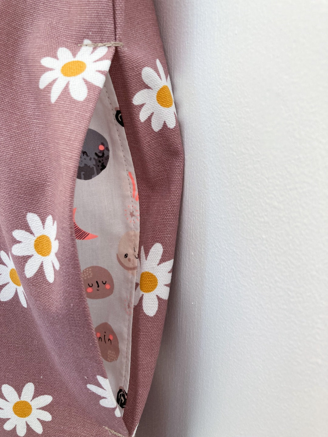 Pink cotton daisy print dungarees