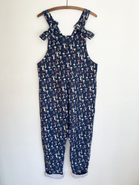 Cotton corduroy mushroom dungarees in blue pink and cream 